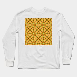 Geometric Triangles Colorful Print Pattern Yellow Green Blue Long Sleeve T-Shirt